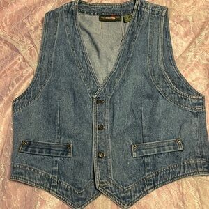 Vintage Outback Red Denim Vest Womens Size M Button Front Western Jean Vest